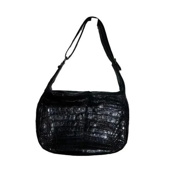 Vintage Alligator leather brown hobo handbag from Florance Italy 80's - Picture 2 of 11